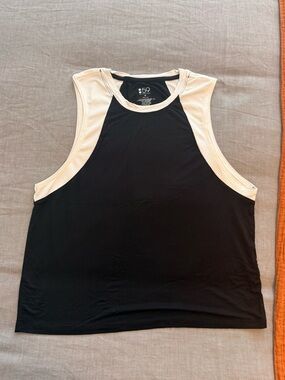 Splits59 Black and White Muscle Tee with Mesh Detail